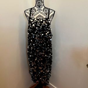 ASOS large sequin spaghetti strap party dress.